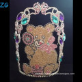 Colored Rhinestone Teddy Bear Crown, Custom Made Tiara